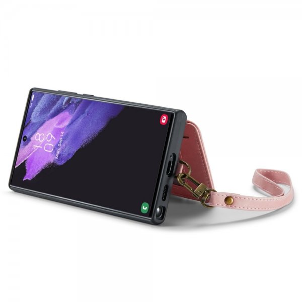 CaseMe Samsung Galaxy S23 Ultra Deksel C20 Kortlomme Glidelås Rosa