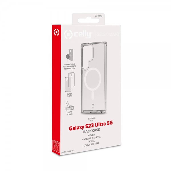 Celly Samsung Galaxy S23 Ultra Deksel GELSKINMAG MagSafe Transparent