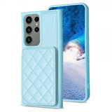 Samsung Galaxy S23 Ultra Deksel Kortholder Rombemønster Blå