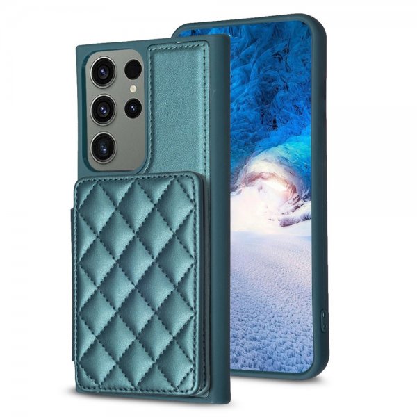 Samsung Galaxy S23 Ultra Deksel Kortholder Rombemønster Grønn
