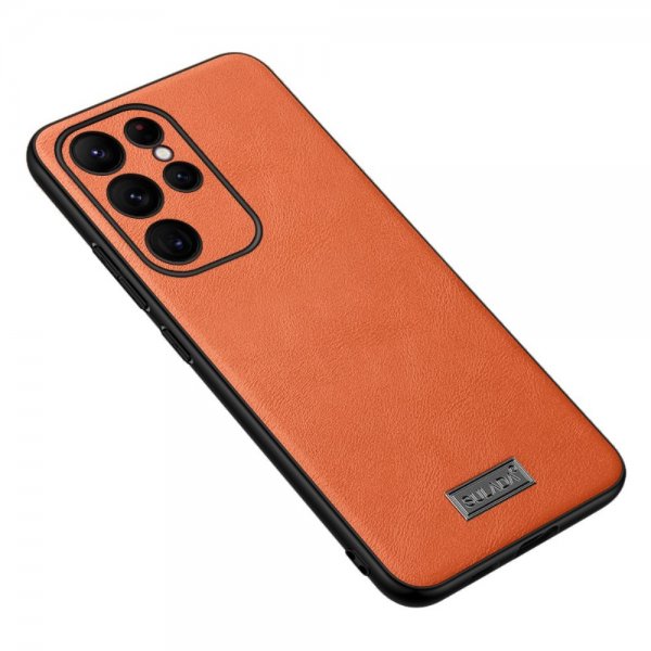 Sulada Samsung Galaxy S23 Ultra Deksel Skinntekstur Oransje