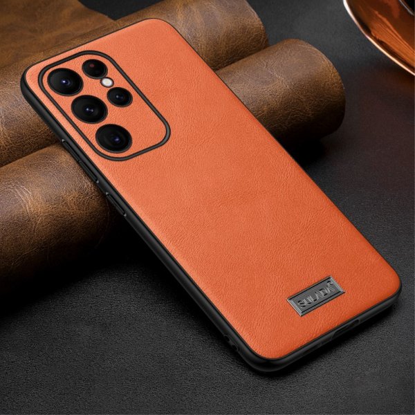 Sulada Samsung Galaxy S23 Ultra Deksel Skinntekstur Oransje