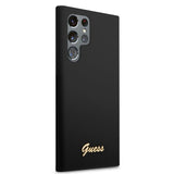 Guess Samsung Galaxy S23 Ultra Deksel Liquid Silicone Metal Logo Svart