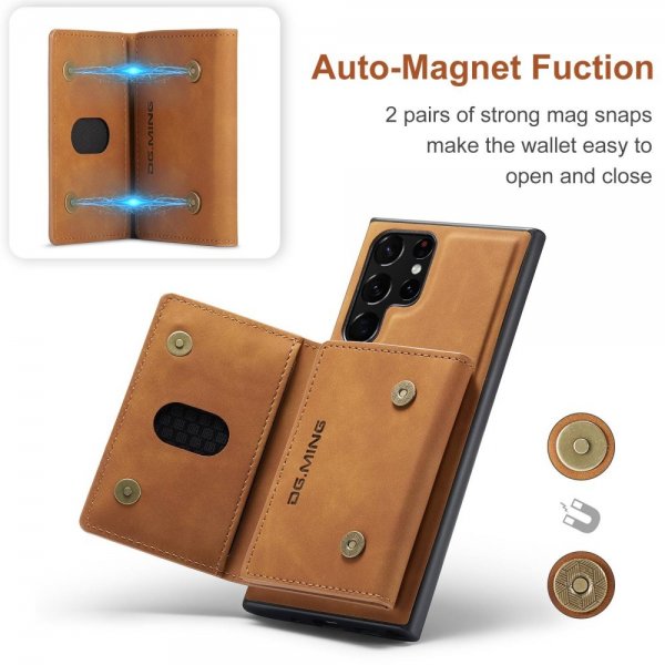 Dg.Ming Samsung Galaxy S23 Ultra Deksel M2 Series Avtakbart Kortholder Brun