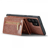 Dg.Ming Samsung Galaxy S23 Ultra Deksel M3 Series Avtakbart Kortholder Glitter Rosegull