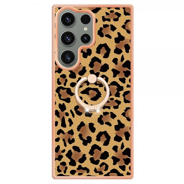 Samsung Galaxy S23 Ultra Deksel Finger Ring Motiv Leopardmønster