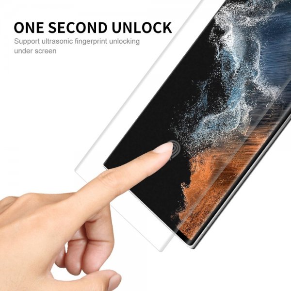 ENKAY Samsung Galaxy S23 Ultra Deksel med Skjermbeskytter Skinntekstur Blå