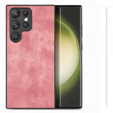 ENKAY Samsung Galaxy S23 Ultra Deksel med Skjermbeskytter Skinntekstur Rosa