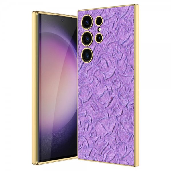GKK Samsung Galaxy S23 Ultra Deksel Stoff Belagt Kant Lilla