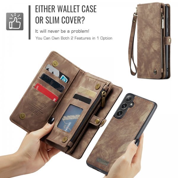 CaseMe Samsung Galaxy S24 FE Etui 008 Series Avtakbart Deksel Brun