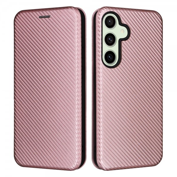 Samsung Galaxy S24 FE Etui Karbonfibertekstur Rosegull