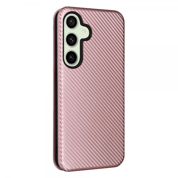 Samsung Galaxy S24 FE Etui Karbonfibertekstur Rosegull