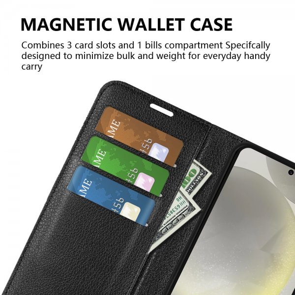 Samsung Galaxy S24 FE Etui Litchi Svart