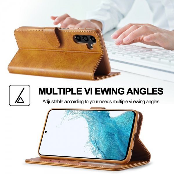 Lc.Imeeke Samsung Galaxy S24 FE Etui med Kortlomme stativfunksjon Lysebrun