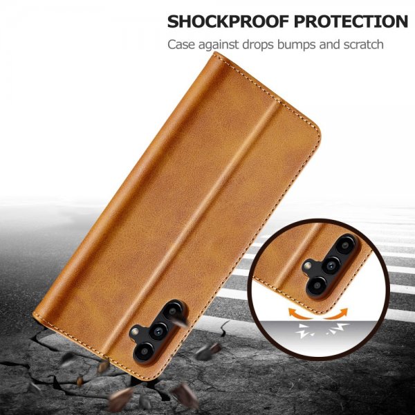 Lc.Imeeke Samsung Galaxy S24 FE Etui med Kortlomme stativfunksjon Lysebrun