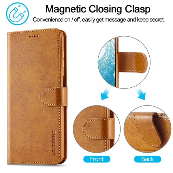 Lc.Imeeke Samsung Galaxy S24 FE Etui med Kortlomme stativfunksjon Lysebrun