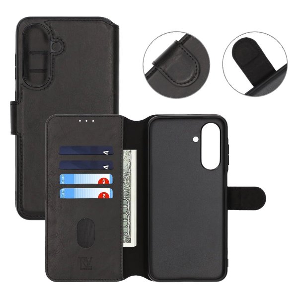 Rvelon Samsung Galaxy S24 FE Etui 4 Kortlomme Svart