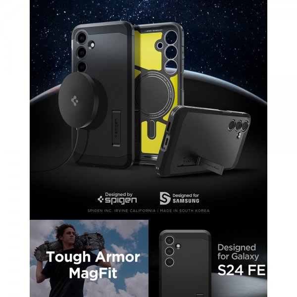 Spigen Samsung Galaxy S24 FE Deksel Tough Armor MagFit Svart