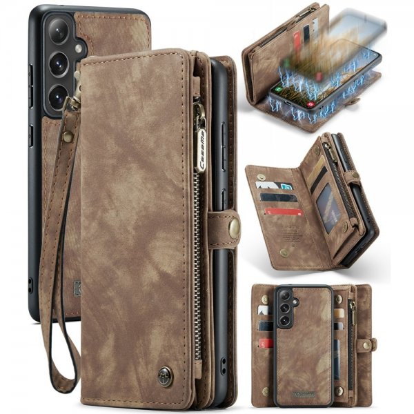 CaseMe Samsung Galaxy S24 Etui 008 Series Avtakbart Deksel Brun