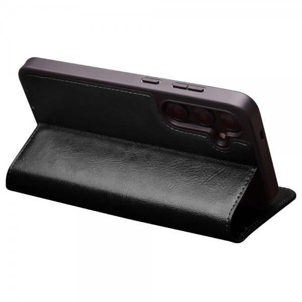 Qialino Samsung Galaxy S24 Etui Ekte Skinn Svart