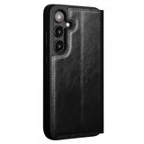 Qialino Samsung Galaxy S24 Etui Ekte Skinn Svart