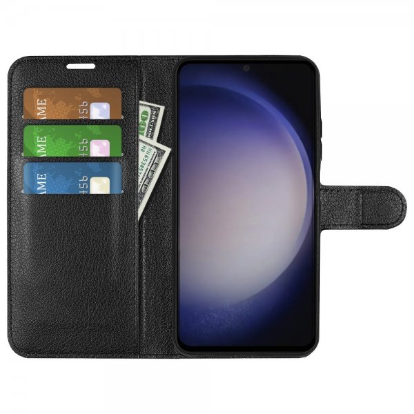 Samsung Galaxy S24 Etui Litchi Svart