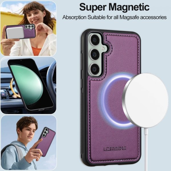 Lc.Imeeke Samsung Galaxy S24 Etui Avtagbart Deksel L2 Series MagSafe Lilla