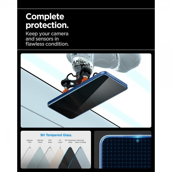 Spigen Samsung Galaxy S24/Galaxy S25 Skjermbeskytter GLAS.tR EZ Fit Privacy 2-pakning