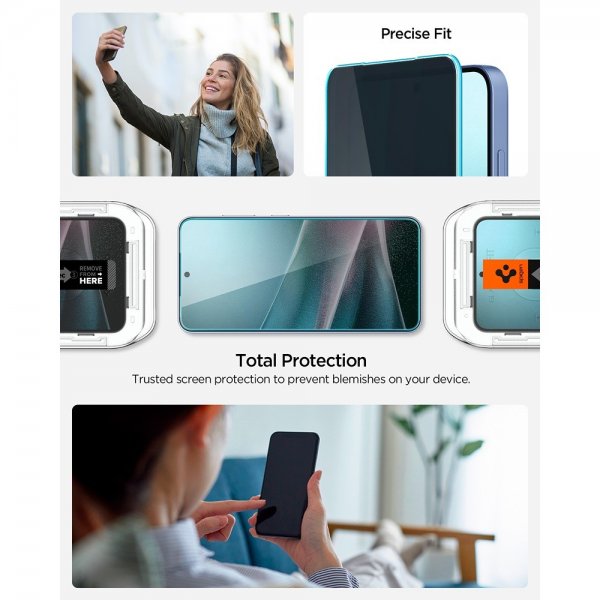 Spigen Samsung Galaxy S24/Galaxy S25 Skjermbeskytter GLAS.tR EZ Fit Privacy 2-pakning