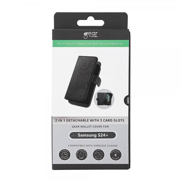 Gear Samsung Galaxy S24 Plus Etui 3 Kortlomme Avtakbart deksel Svart