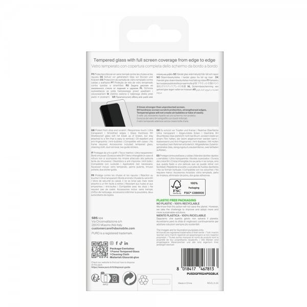 Puro Samsung Galaxy S24 Plus/Galaxy S25 Plus Skjermbeskytter Frame Tempered Glass