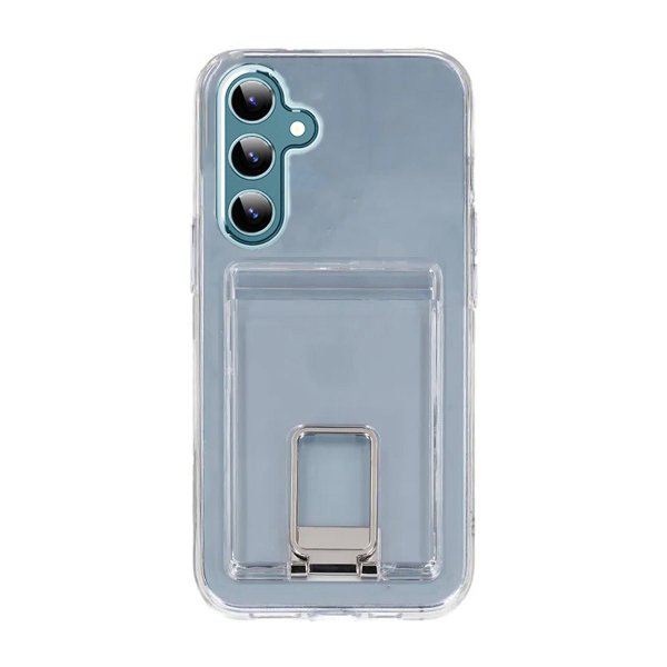 Rvelon Samsung Galaxy S24 Plus Deksel with Stand Card Holder Transparent
