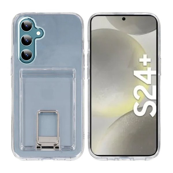 Rvelon Samsung Galaxy S24 Plus Deksel with Stand Card Holder Transparent