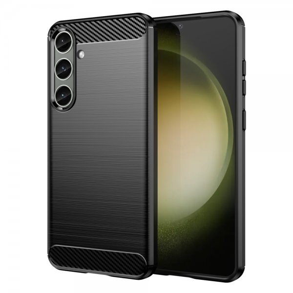 Samsung Galaxy S24 Plus Deksel Børstet Karbonfibertekstur Svart