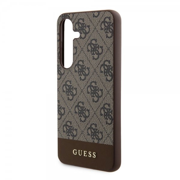 Guess Samsung Galaxy S24 Plus Bottom Stripe Metal Logo Brun