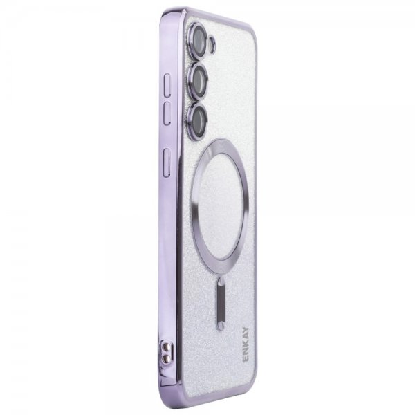 ENKAY Samsung Galaxy S24 Plus Deksel Belagt Kant Glitter MagSafe Lilla