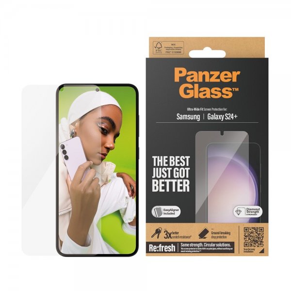 PanzerGlass Samsung Galaxy S24 Plus Skjermbeskytter Ultra-Wide Fit EasyAligner