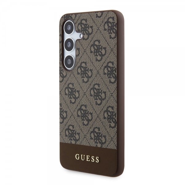 Guess Samsung Galaxy S24 Bottom Stripe Metal Logo Brun