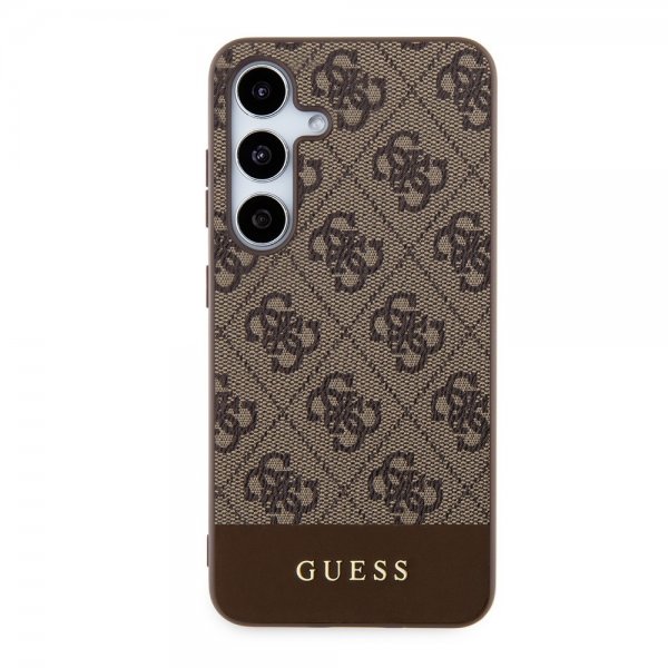 Guess Samsung Galaxy S24 Bottom Stripe Metal Logo Brun