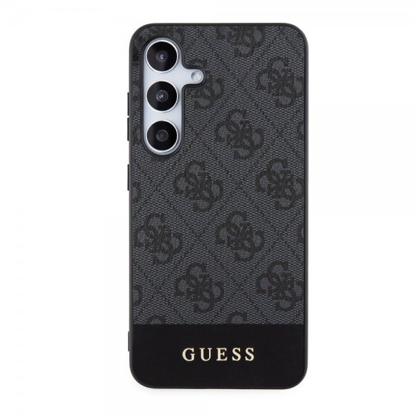 Guess Samsung Galaxy S24 Bottom Stripe Metal Logo Svart