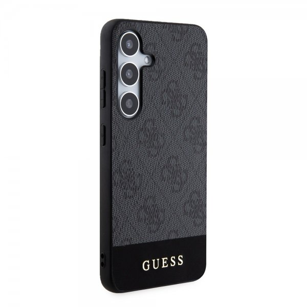 Guess Samsung Galaxy S24 Bottom Stripe Metal Logo Svart