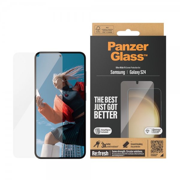 PanzerGlass Samsung Galaxy S24 Skjermbeskytter Ultra-Wide Fit EasyAligner