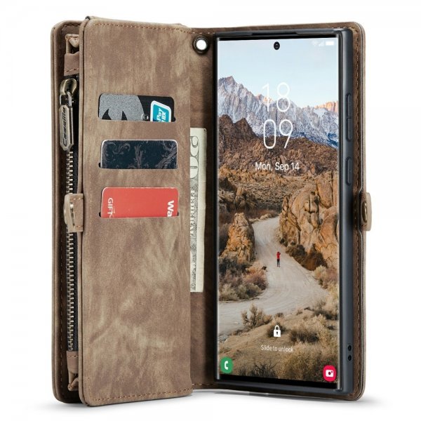 CaseMe Samsung Galaxy S24 Ultra Etui 008 Series Avtakbart Deksel Brun