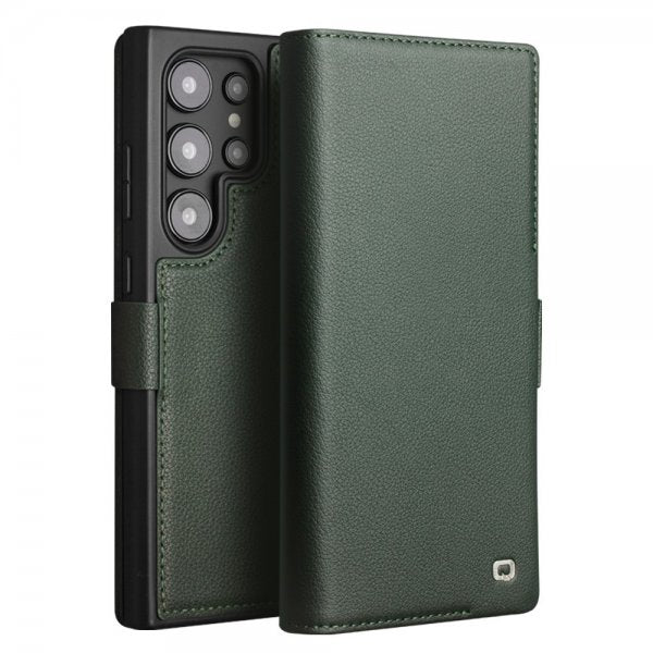 Qialino Samsung Galaxy S24 Ultra Etui Ekte Skinn Grønn
