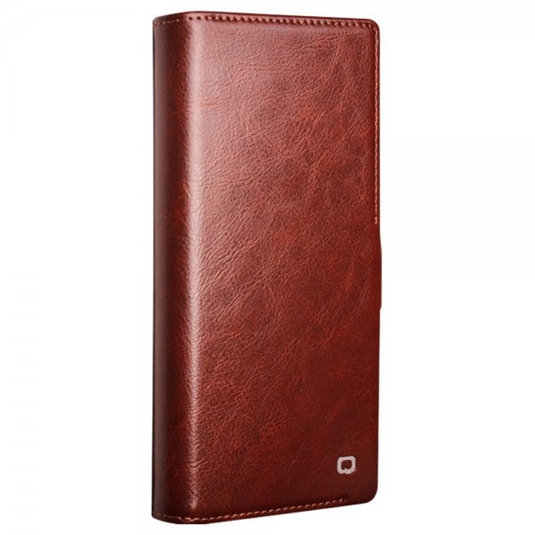 Qialino Samsung Galaxy S24 Ultra Etui Ekte skinn Kortlommer Brun