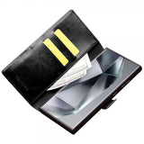 Qialino Samsung Galaxy S24 Ultra Etui Ekte skinn Kortlommer Svart