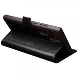 Qialino Samsung Galaxy S24 Ultra Etui Ekte skinn Kortlommer Svart