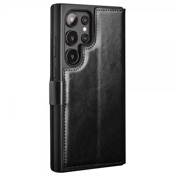 Qialino Samsung Galaxy S24 Ultra Etui Ekte skinn Kortlommer Svart