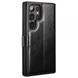 Qialino Samsung Galaxy S24 Ultra Etui Ekte skinn Kortlommer Svart
