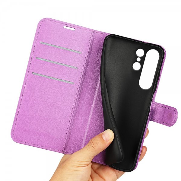 Samsung Galaxy S24 Ultra Etui Litchi Lilla